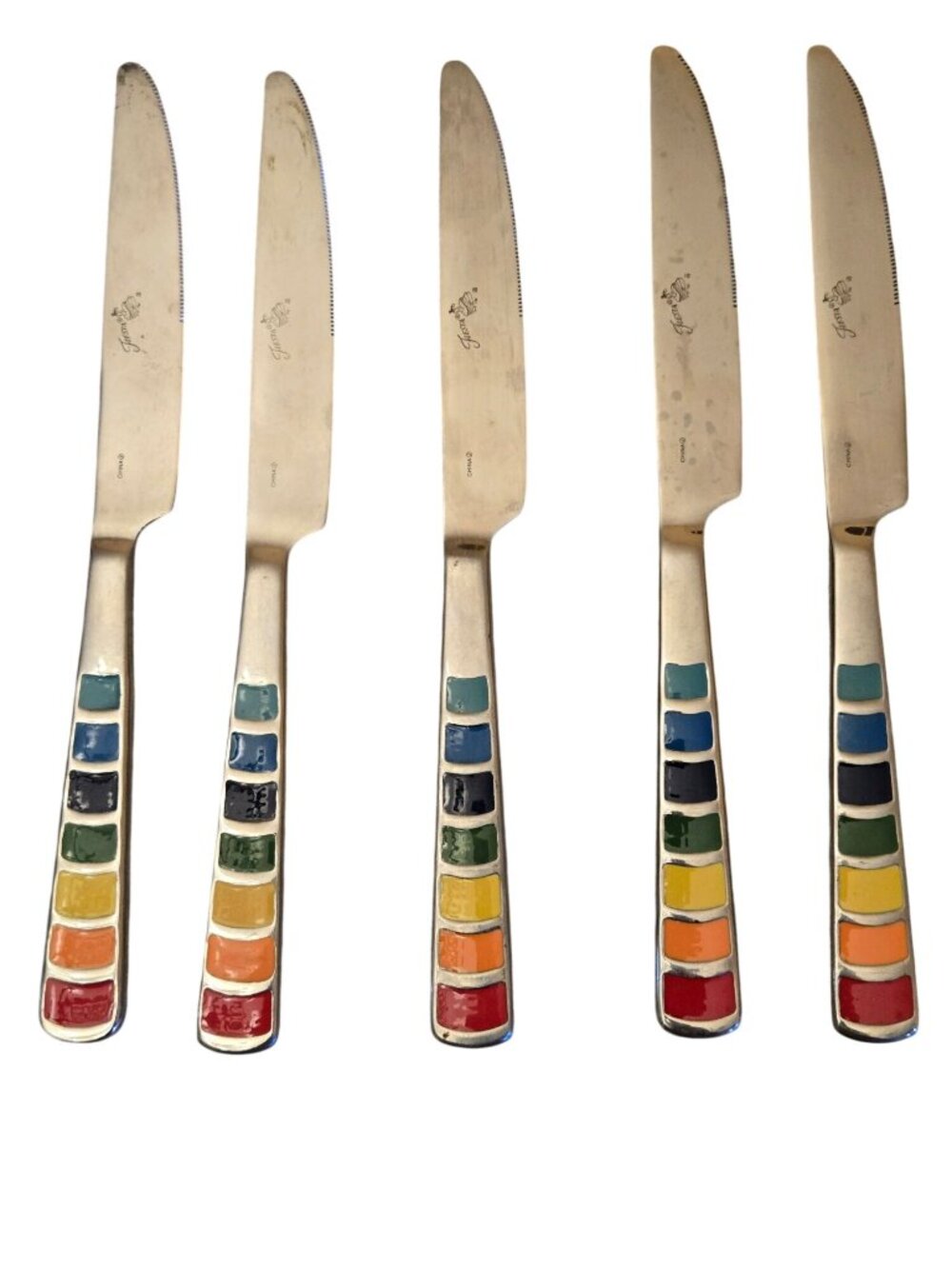 Fiesta Rainbow Celebration Butter Knives Set Of 5 Stainless Steel Handle Multico